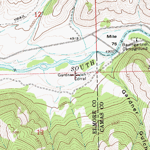 Topographic Map of Gardner Gulch Corral, ID