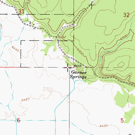 Topographic Map of Garner Springs, ID