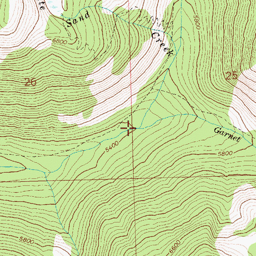 Topographic Map of Garnet Creek, ID