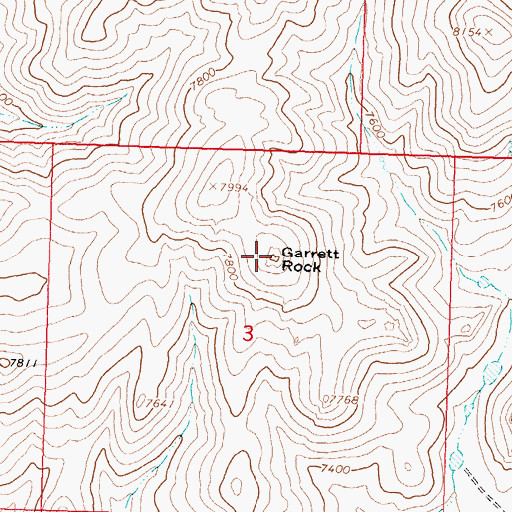 Topographic Map of Garrett Rock, ID