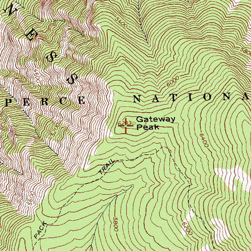 Topographic Map of Gateway Peak, ID