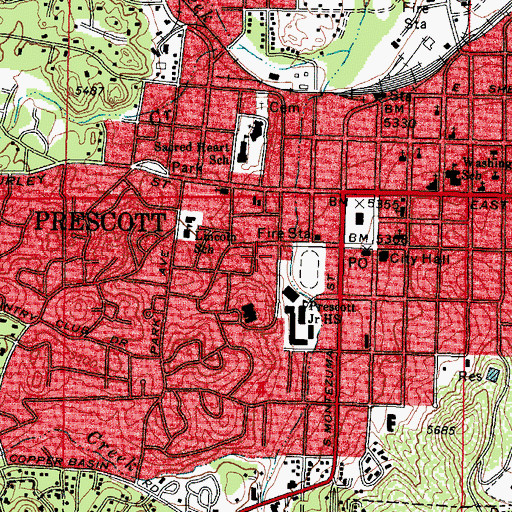 Topographic Map of Arizona Pioneers Home, AZ