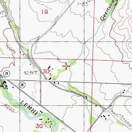 Topographic Map of Geertson Creek, ID