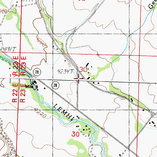 Topographic Map of Geertson Creek School (historical), ID