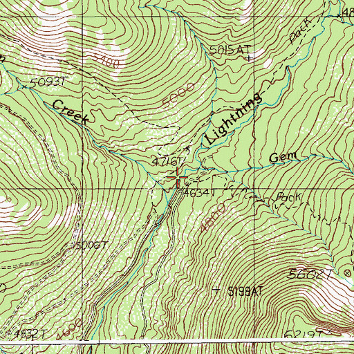 Topographic Map of Gem Creek, ID