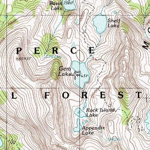 Topographic Map of Gem Lake, ID