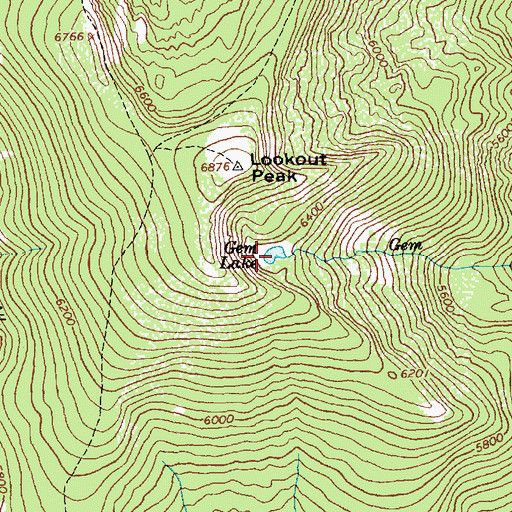 Topographic Map of Gem Lake, ID