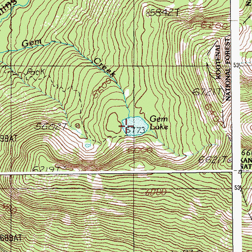 Topographic Map of Gem Lake, ID