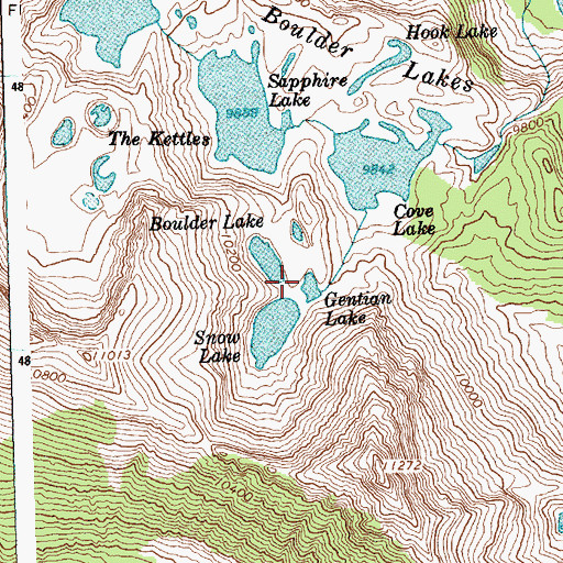 Topographic Map of Gentian Lake, ID