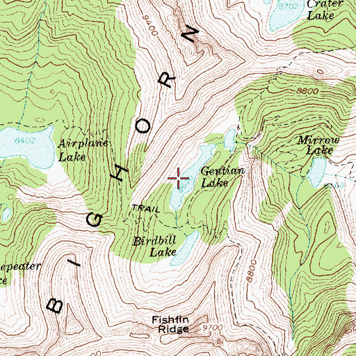Topographic Map of Gentian Lake, ID