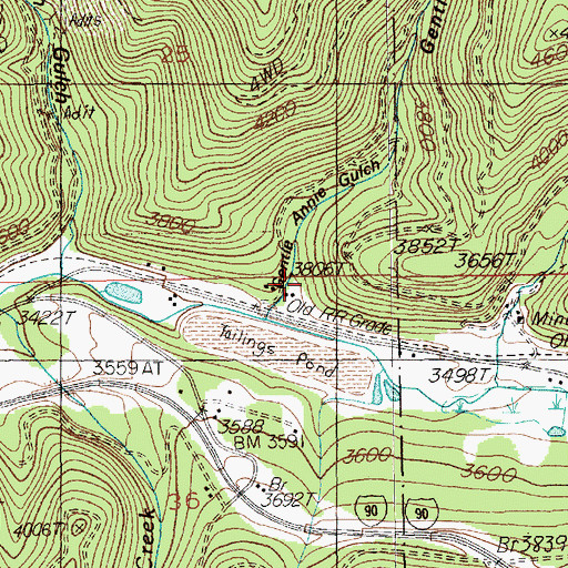 Topographic Map of Gentle Annie Gulch, ID