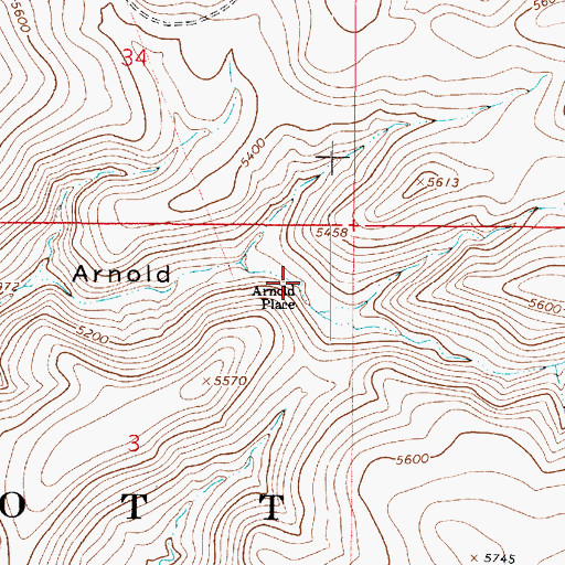 Topographic Map of Arnold Place Spring, AZ