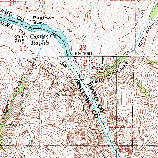 Topographic Map of Getta Creek, ID
