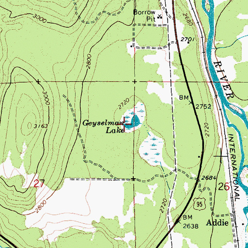 Topographic Map of Geyselman Lake, ID