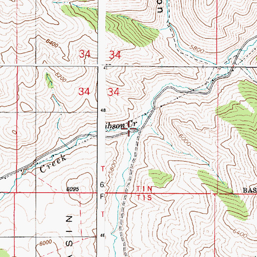 Topographic Map of Gibson Creek, ID