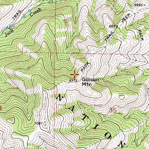 Topographic Map of Gibson Mountain, ID