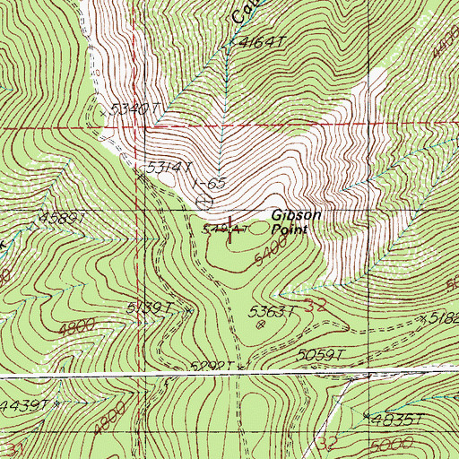Topographic Map of Gibson Point, ID