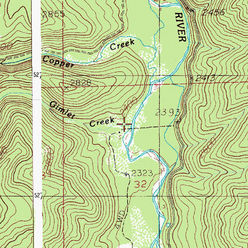 Topographic Map of Gimlet Creek, ID