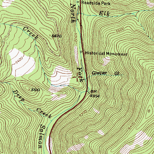 Topographic Map of Glacier Gulch, ID