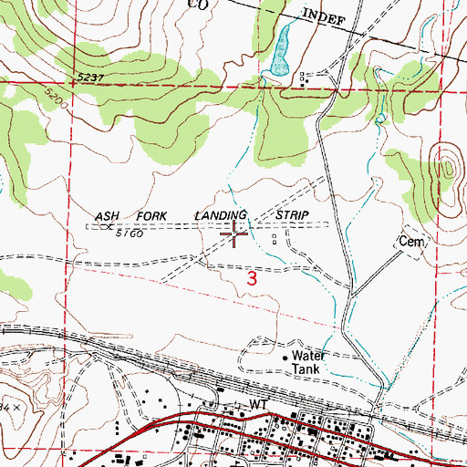 Topographic Map of Ash Fork Landing Strip (historical), AZ