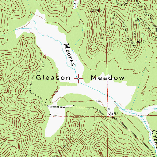 Topographic Map of Gleason Meadow, ID