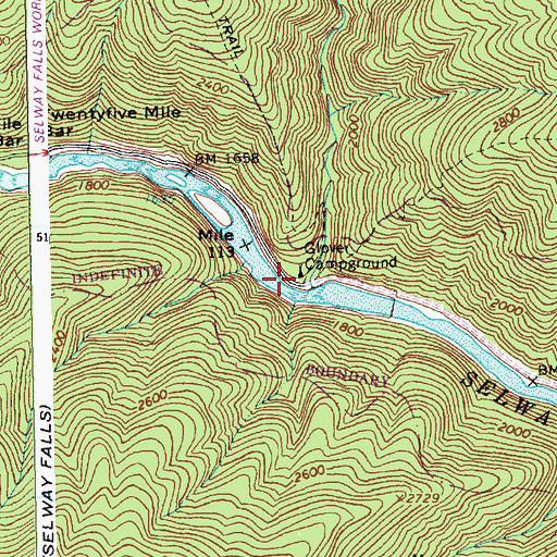 Topographic Map of Glover Campground, ID
