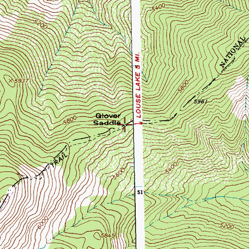 Topographic Map of Glover Saddle, ID