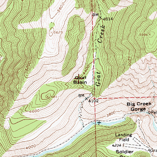 Topographic Map of Goat Basin, ID