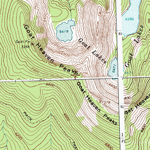 Topographic Map of Goat Heaven Peaks, ID