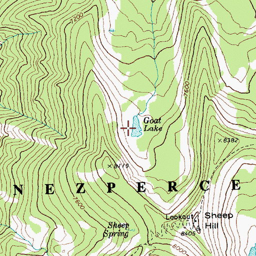 Topographic Map of Goat Lake, ID