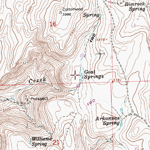 Topographic Map of Goat Springs, ID