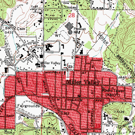 Topographic Map of Badger Park, AZ