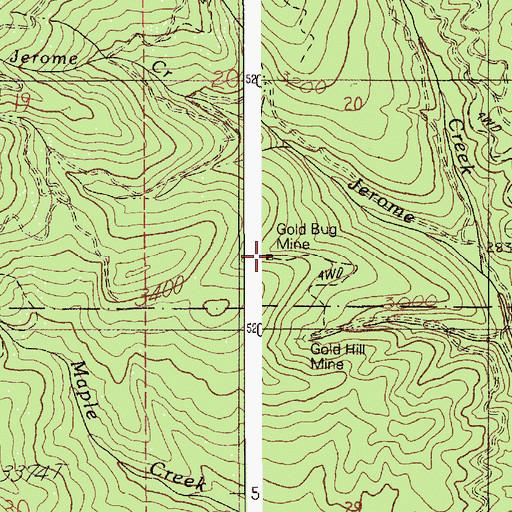 Topographic Map of Gold Bug Mine, ID