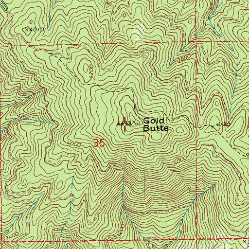 Topographic Map of Gold Butte, ID