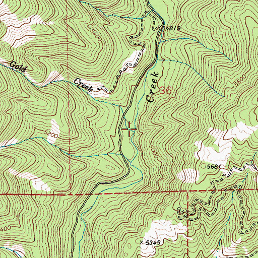 Topographic Map of Gold Creek, ID