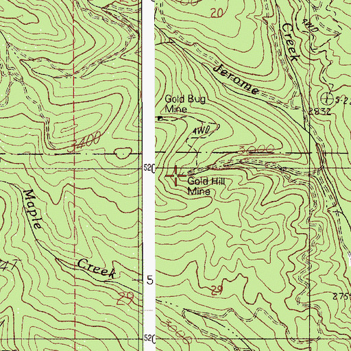 Topographic Map of Gold Hill Mine, ID