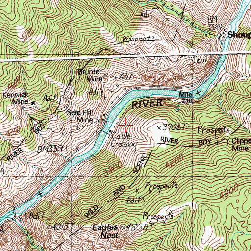 Topographic Map of Gold Hill Mine, ID