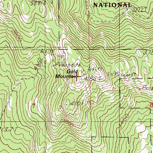 Topographic Map of Gold Mountain, ID