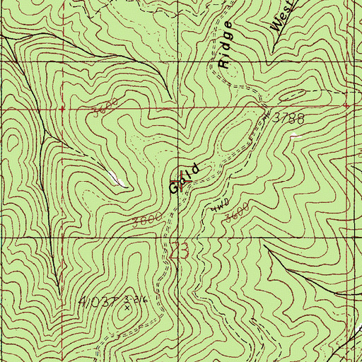 Topographic Map of Gold Ridge, ID