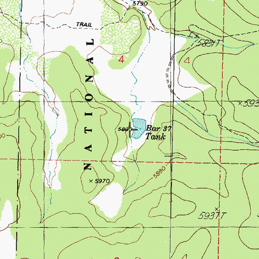 Topographic Map of Bar Thirty Seven Tank, AZ