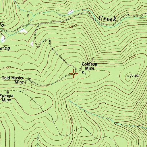 Topographic Map of Goldbug Mine, ID