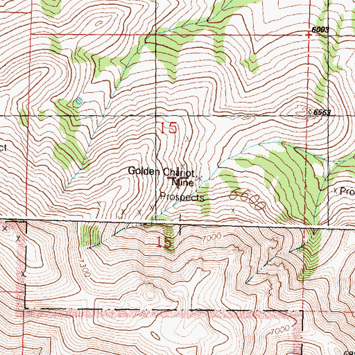 Topographic Map of Golden Chariot Mine, ID