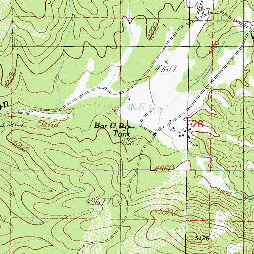 Topographic Map of Bar U Bar Tank, AZ