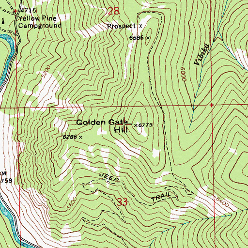 Topographic Map of Golden Gate Hill, ID