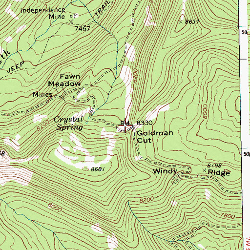 Topographic Map of Goldman Cut, ID