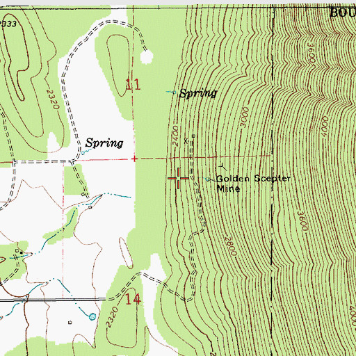 Topographic Map of Golen Scepter Mine, ID