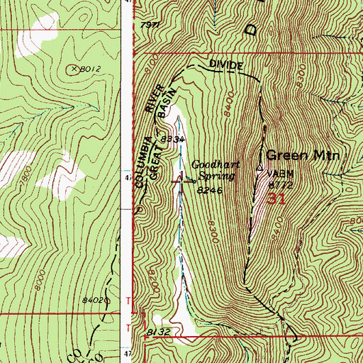 Topographic Map of Goodhart Spring, ID