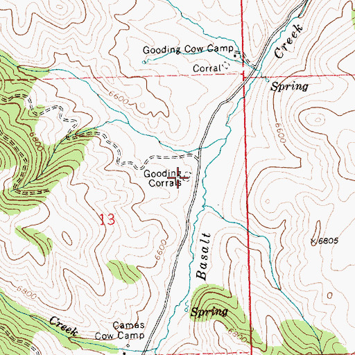 Topographic Map of Gooding Corrals, ID