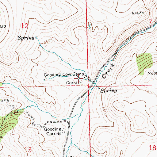 Topographic Map of Gooding Cow Camp, ID