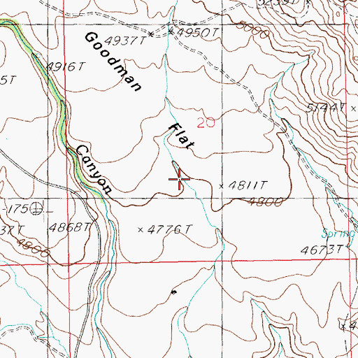 Topographic Map of Goodman Flat, ID